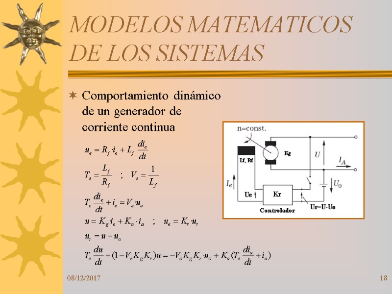 08/12/2017 18 MODELOS MATEMATICOS DE LOS SISTEMAS Comportamiento dinámico de un generador de corriente